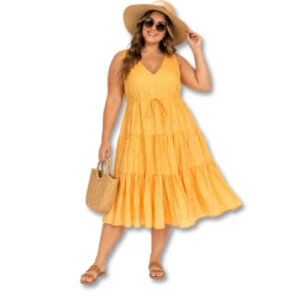 Country Road Orange Tiered Midi Dress – Size 10