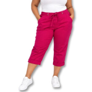 Fuchsia Pink Capri Pants with Drawstring Waist - Size 14