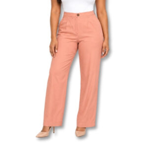 Peach Straight-Leg Trousers - Size 34