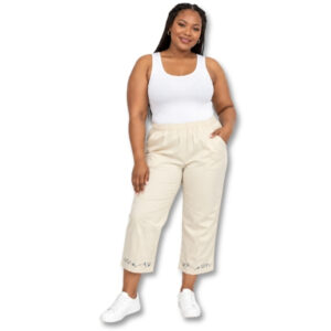 Woolworths Cream Cropped Cotton Blend Pants – Size 16