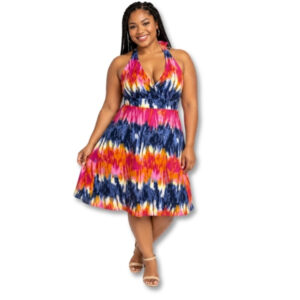 Kelso Casual Multicolour Halter Neck Dress – Size 14