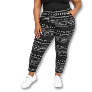 Black & White Geometric Print Pants – Size 18