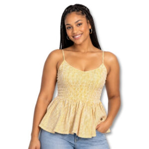 Refinery Mustard & White Striped Sleeveless Top – Size 10