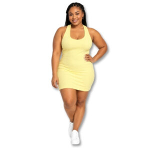 Cotton On Soft Yellow Ribbed Bodycon Mini Dress – Size L