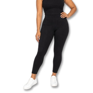 Black High-Waisted Ankle-Length Leggings – Size M