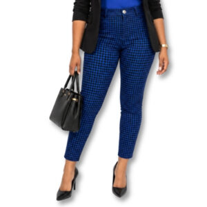 Zara Blue & Black Check Ankle Pants – Size S