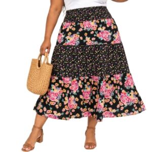 Floral Tiered Midi Skirt – Size 44