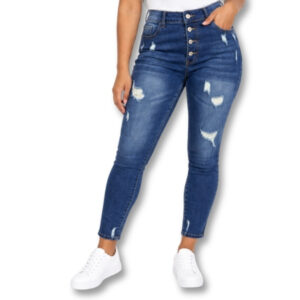 Blue Distressed Skinny Jeans – Size M