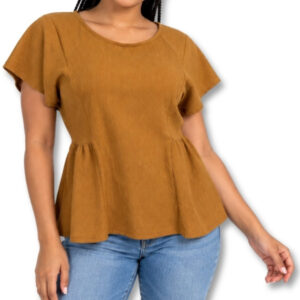 Rust Textured Peplum Top – Size S