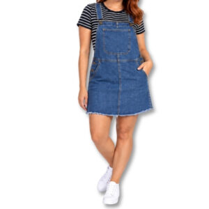 Bershka Blue Denim Pinafore Dress – Size M