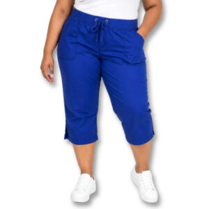 Royal Blue 100% Cotton Cropped Capri Pants – Size 20