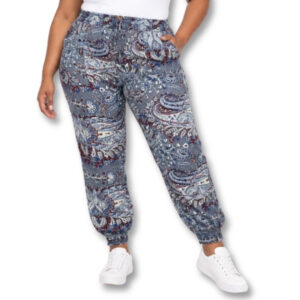 Grey Paisley Print Jogger Pants – Size XL