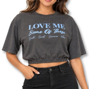 Charcoal Grey Graphic Cropped Top – Size M
