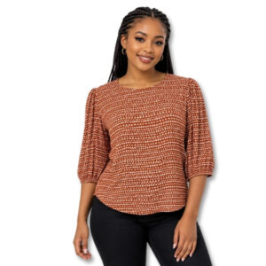 Legit Rust Geometric Print 3/4 Sleeve Top – Size XS