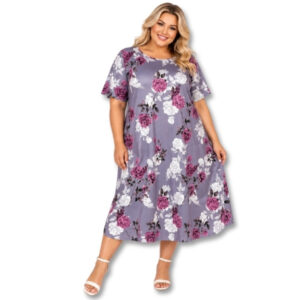 Emery Rose Purple Floral Midi Dress – Size 3XL