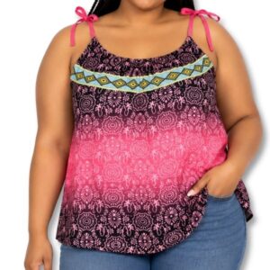 Pink & Black Patterned Camisole Top – Size XL