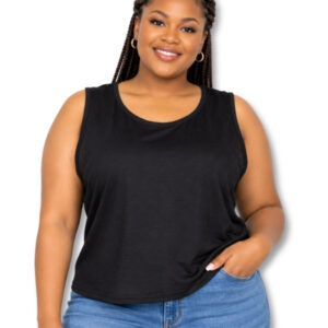 Black Sleeveless Round Neck Top - Size L