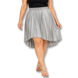 Silver Pleated High-low Skirt – Size L