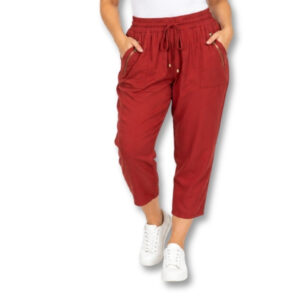 Foschini Rust Cropped Jogger Pants with Drawstring & Zip Pockets – Size 10