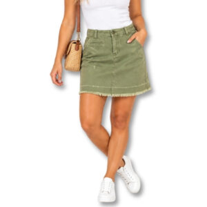 Kingsley Heath Olive Green Utility Denim Skirt – Size 8