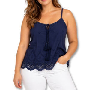 Foschini Navy Blue Embroidered Camisole Top – Size 12