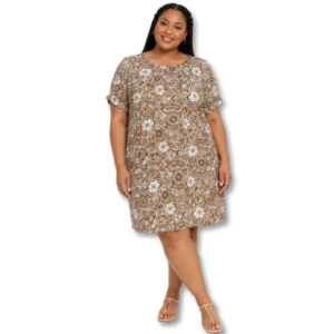 Woolworths Brown and White Patterned Shift Dress – Size XL