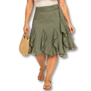 OASIS Olive Green Skirt with Ruffle Detail – Size 14