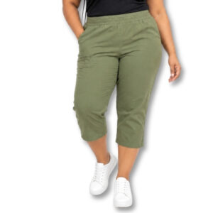 Olive Green Cotton Cropped Pants – Size XL