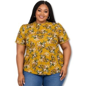 Mustard Floral Top - Size XL