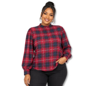 Edition Red, Navy & Blue Plaid Long Sleeve Blouse – Size 16
