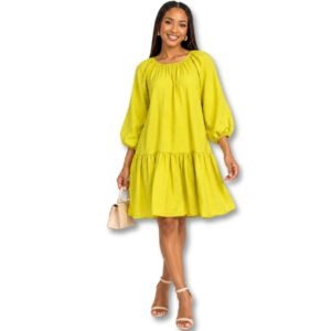 Poetry Yellow Tencel Polyamide Tiered Dress – Size 8