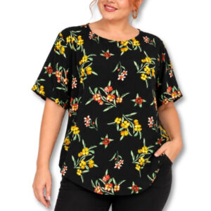 Black Floral Blouse – Size 40/16