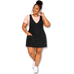 RE: Denim Black Denim Pinafore Dress – Size 16