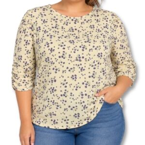 Cream Floral 3/4 Sleeve Blouse – Size XXL